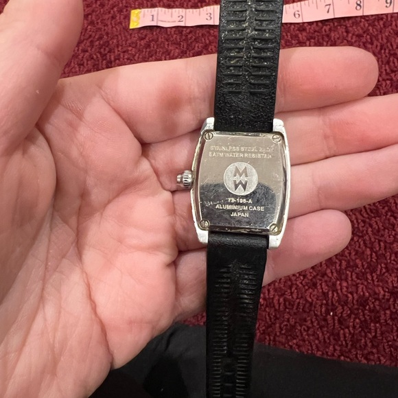 Michele Urban Mini Aluminum antique Dial Black Band Watch 72-196-A Swiss rare - Picture 7 of 8